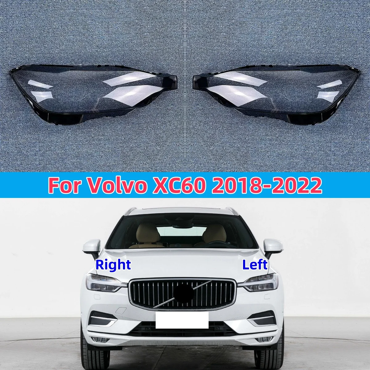 

For Volvo XC60 2018 2019 2020 2021 2022 Headlight Cover Headlamp Shell Lampshade Clear Lens Car Accessories
