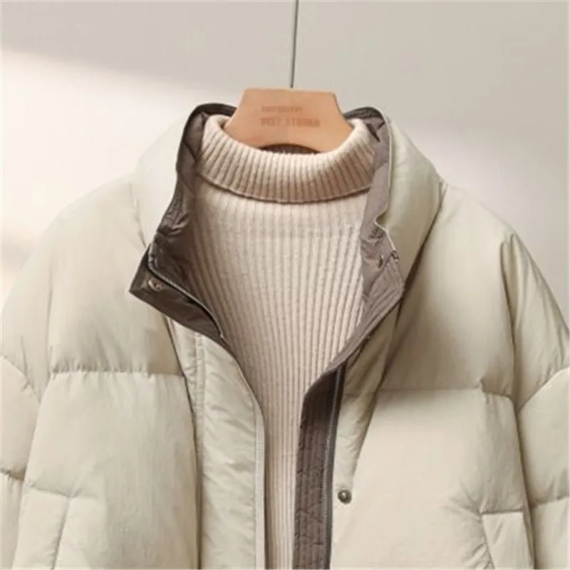 

Women Short Cotton Jacket Winter New Korean Parkas Fashion Color Clashing Stand Collar Padded Coat Female Loose Outerwear T1663