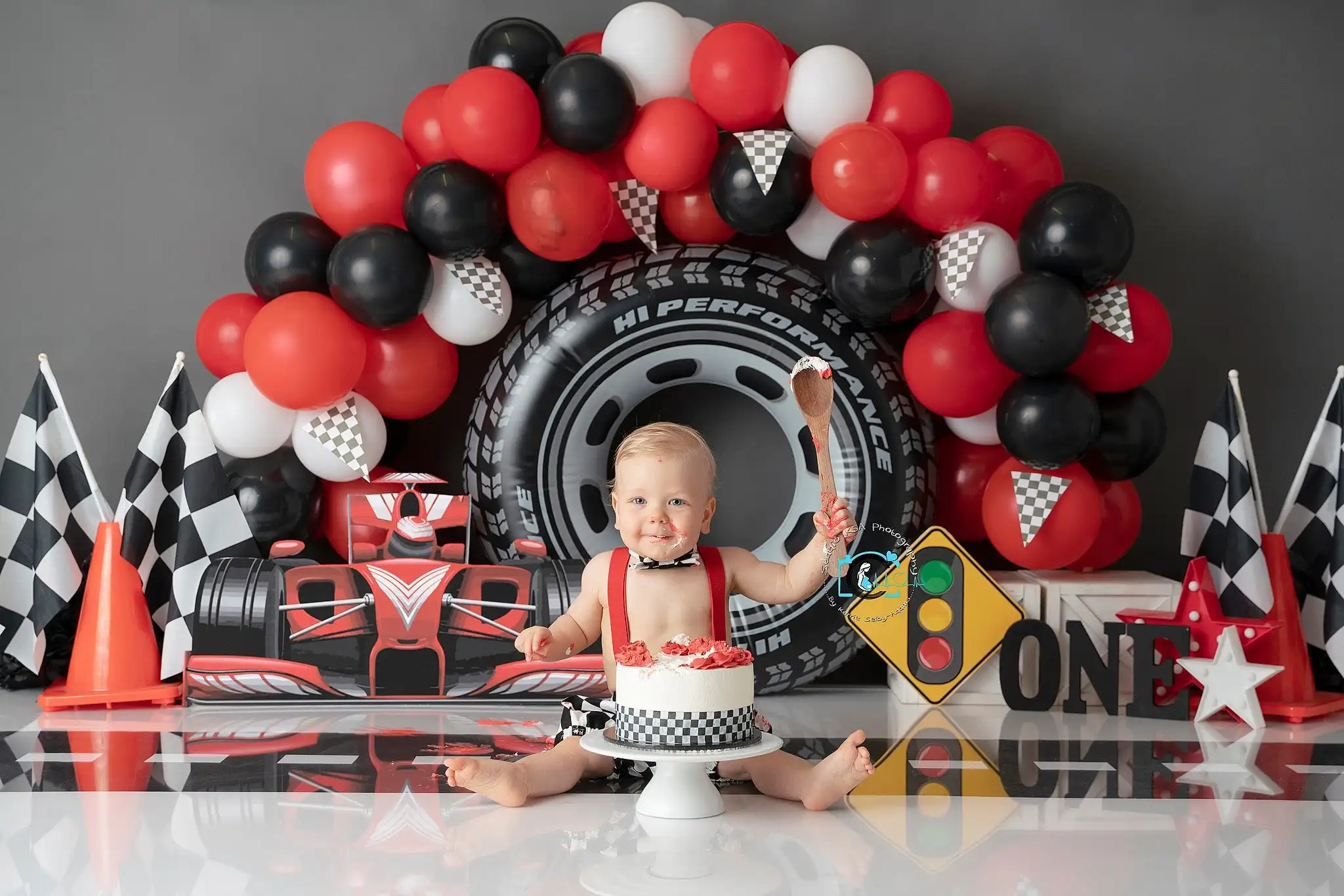 Fondo de carreras de fórmula pastel Smash niños adultos fotografía accesorios niño bebé globo arco Racer decoraciones foto telones de fondo