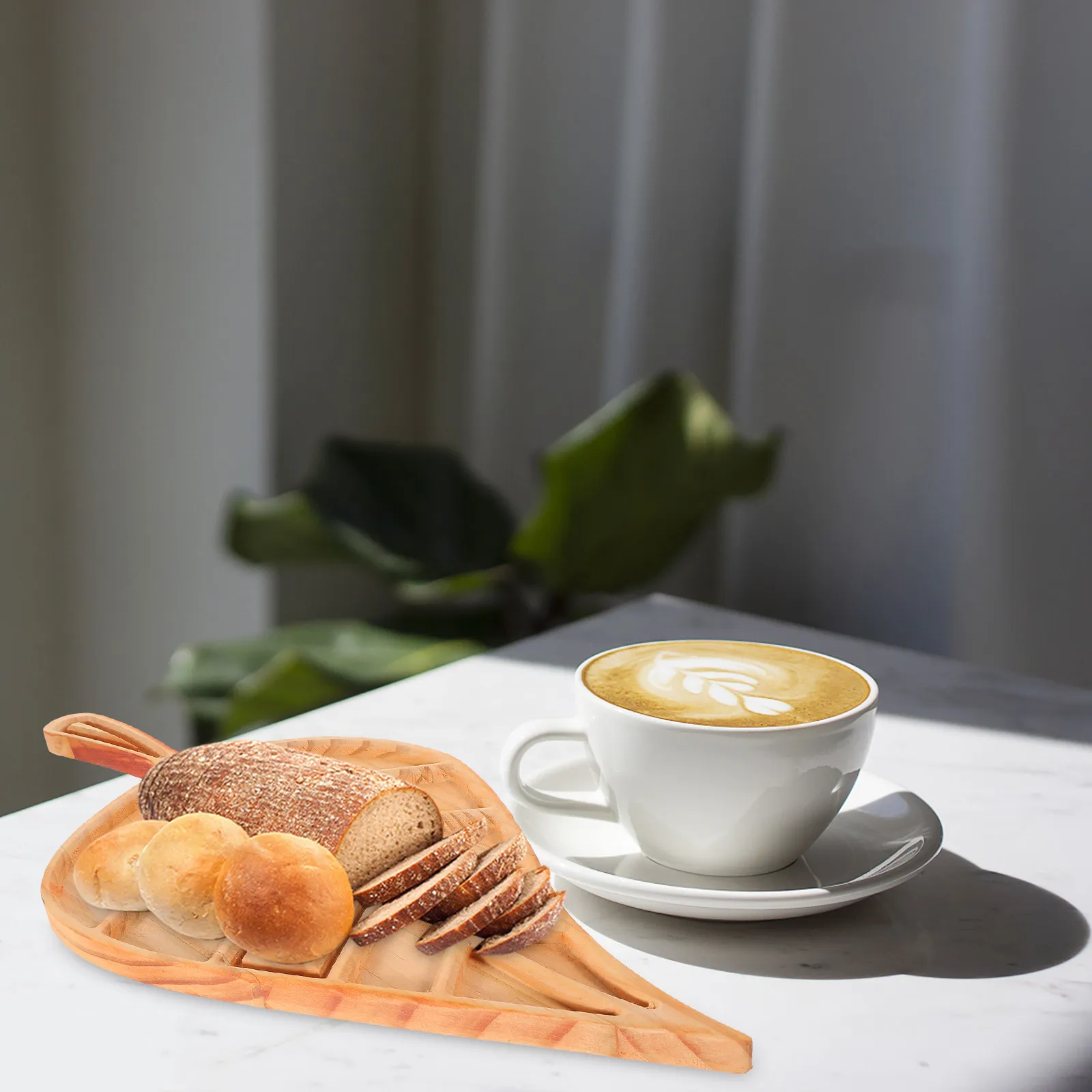 Leaf Wood Tray Decorative Snack Serving Tray for Home Restaurant Dessert Display Fruit Cake Plate Solid Wooden Leaves Shape Food