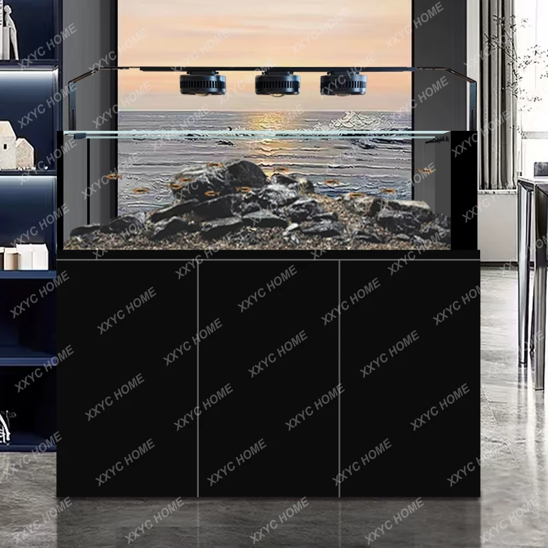New native wild mining extremely narrow overflow stream tank ultra-white glass bottom filter Lanshou aquarium