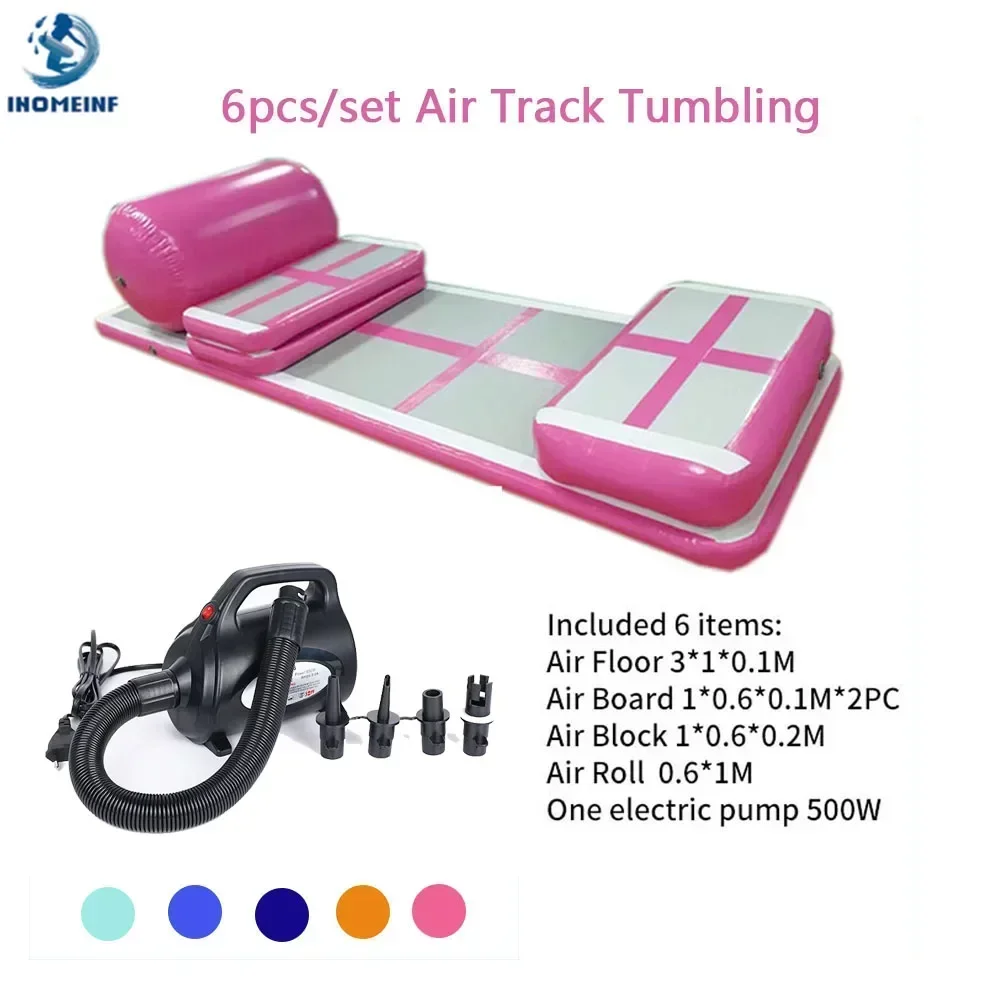 6pcs/set 3M AirTrack Gymnastics Wear-resistant inflatable gym mat tumbling Floor gym Trampoline training mat air track with Pump