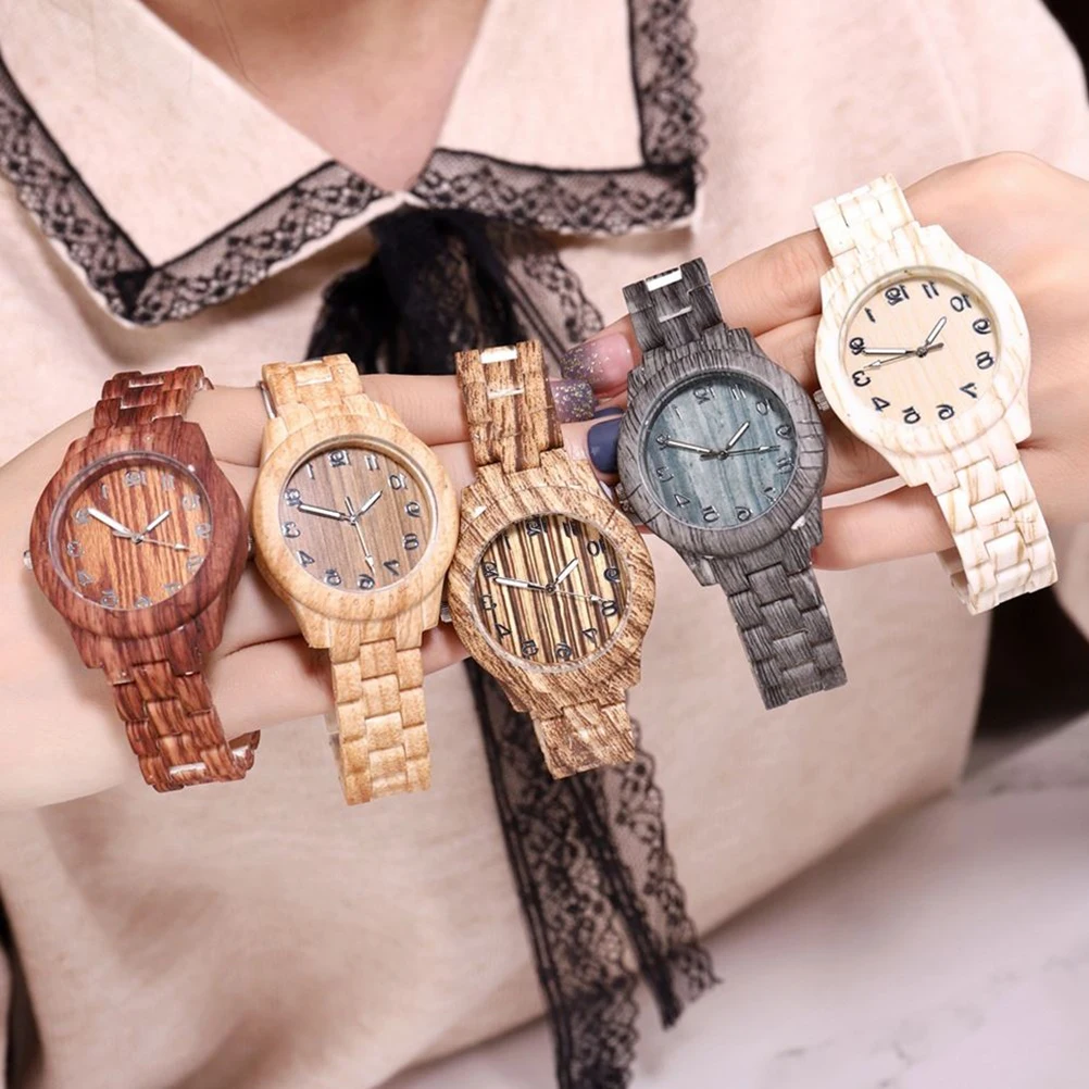 

1PC Imitation Bamboo Fashion Quartz Watch Creative Wrist Watch Birthday Gift for Men Women Light Coffee