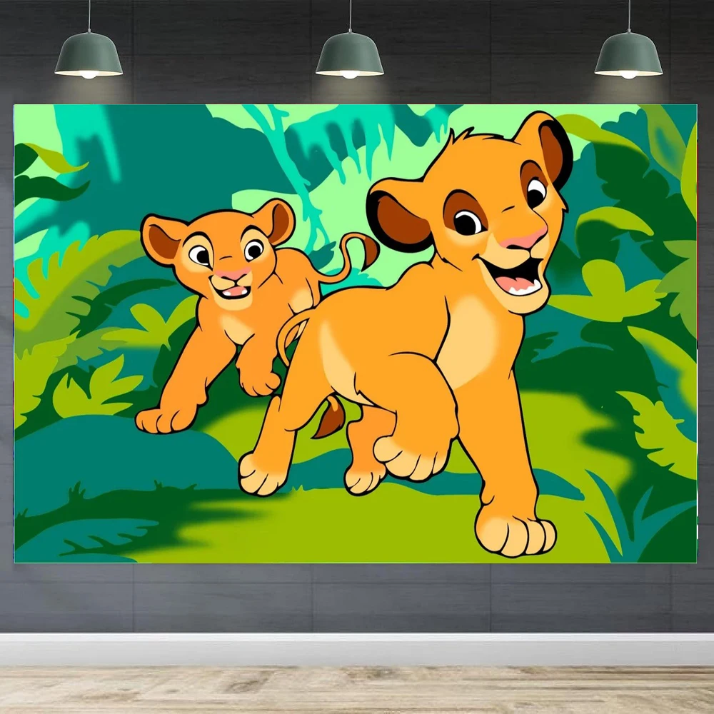 写真撮影の背景ジャングルサファリライオンキングシンバポスター子供のためのベビーシャワー男の子誕生日パーティーの背景カスタマイズすることができます