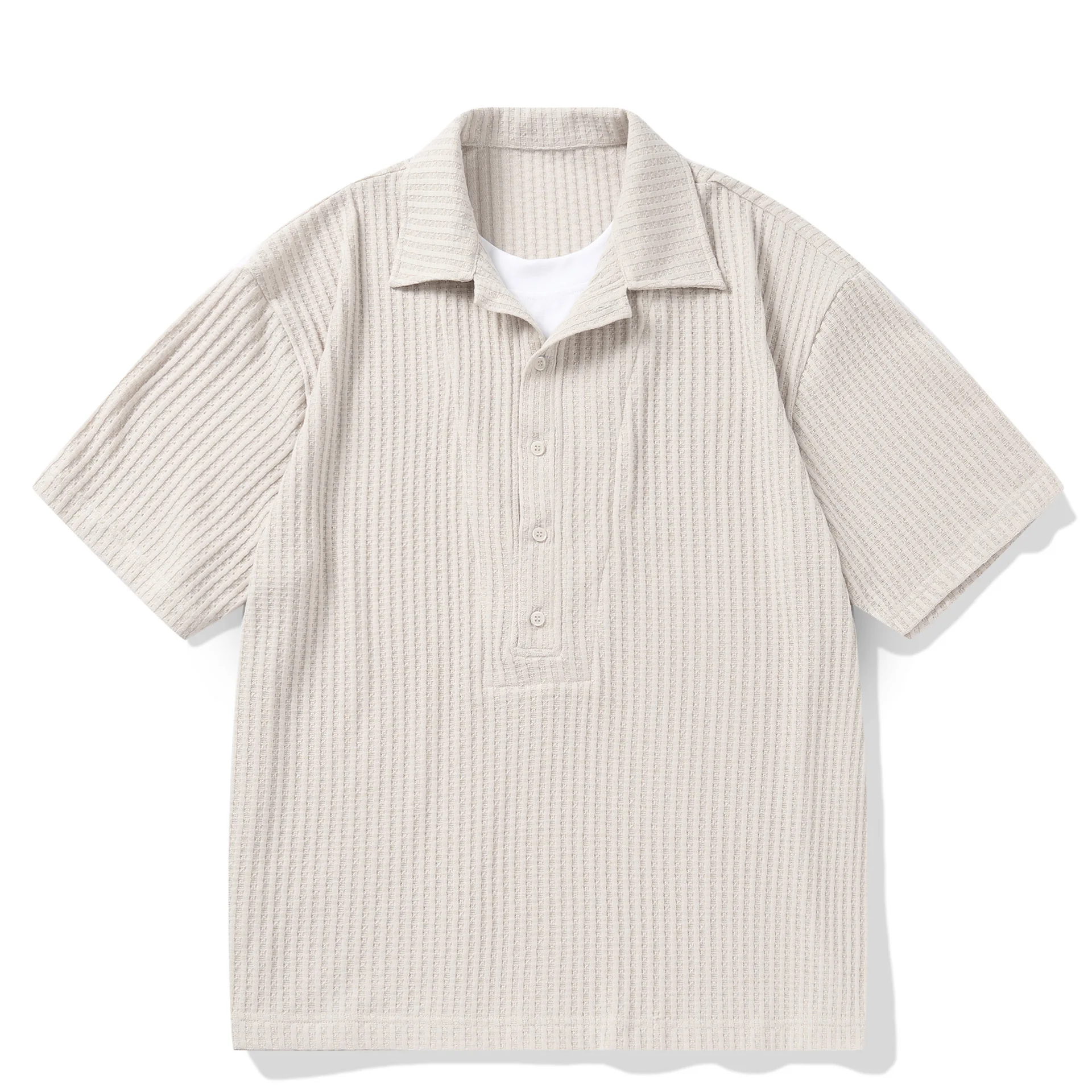 Summer American Retro Old Money Style Vacation Two Short Sleeve Shirts Loose Five Quarter Sleeve
