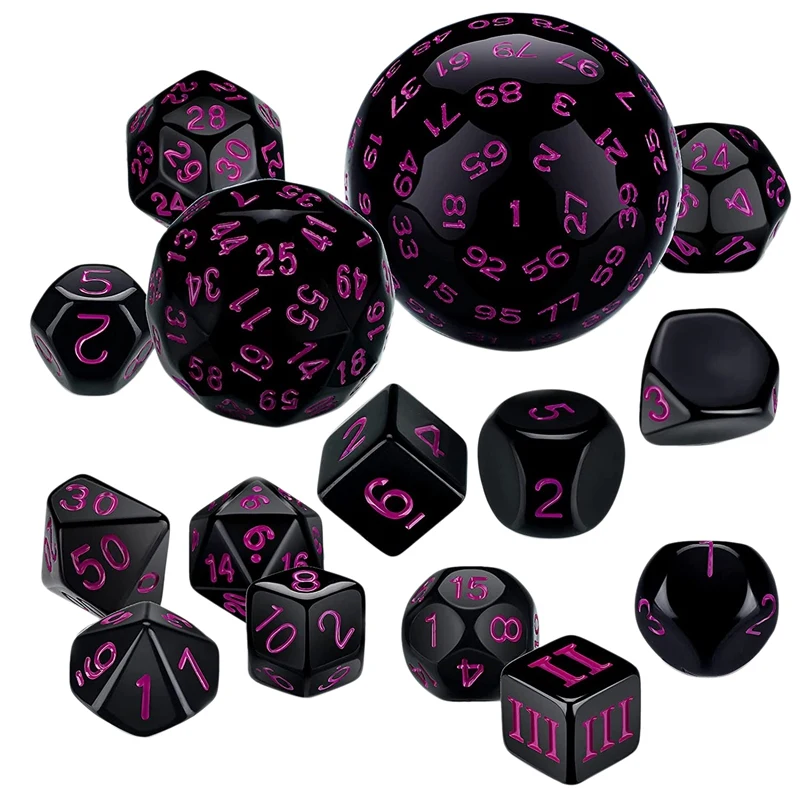 

B93B-15Pieces Complete Polyhedral DND Dice Set D3-D100 Spherical RPG Dice Set For Role Playing Table Games Supplies