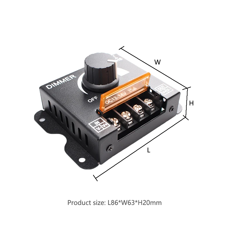 30A Rotary Dimmer Switch Regulator DC 12V 24V Iron Shell LED Knob Controller for Single Color 5050 2835 3014 Strip Light On Off