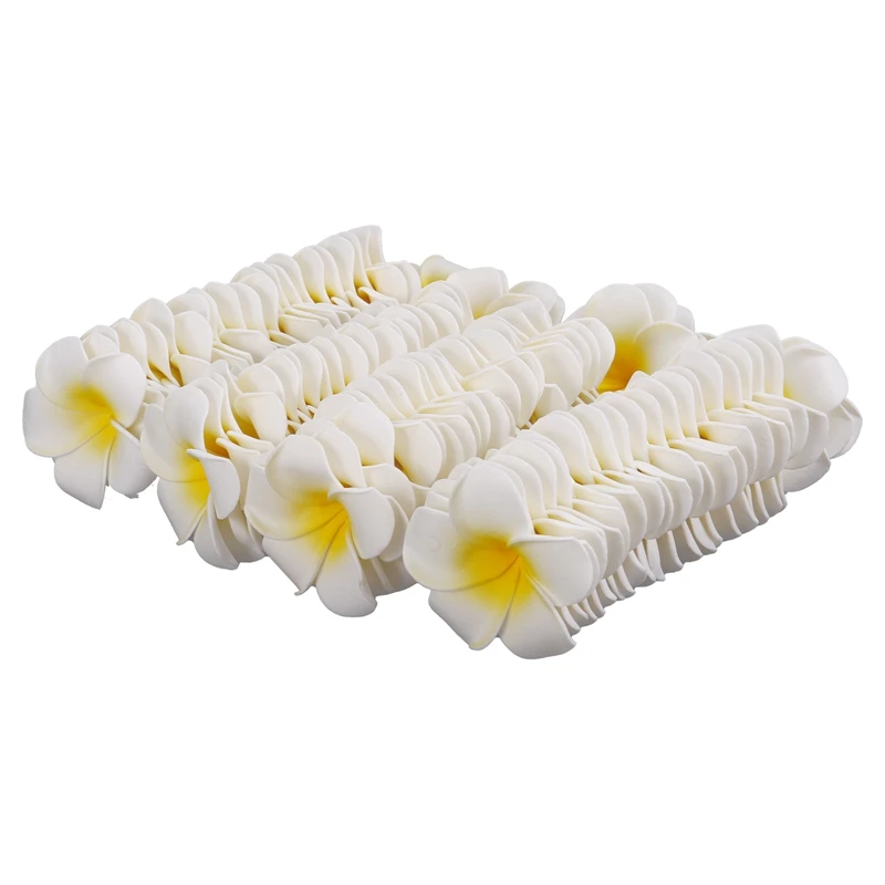 

100Pcs White Foam Hawaiian Frangipani Artificial Plumeria Flower Petals Cap Hair Hat Wreath DIY Wedding Decoration 5cm