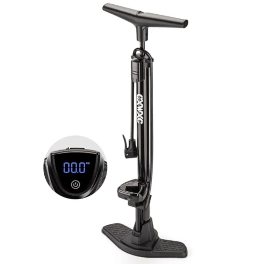 

Bike Floor Pump with Digital Gauge 140 PSI Bicycle Tire Pump fits Presta and Schrader Valve Portable Bike Air Pump with Large D