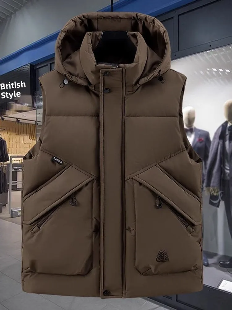 

Высококачественный легкий мужской пуховый жилет-куртка из хлопка, утепленная верхняя одежда для молодежи, модный зимний слой, приталенный крой, на молнии