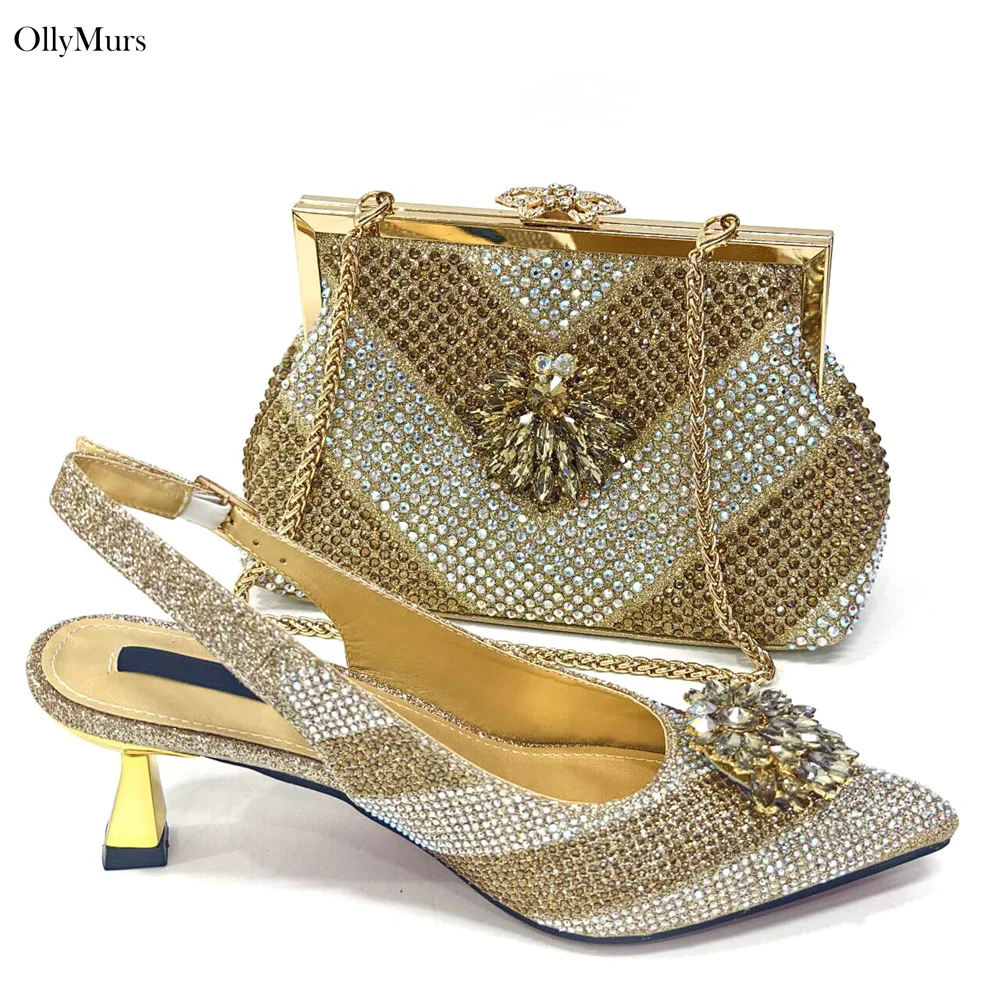 Fashion Desgin Sandals Shoes And Bag To Match Set African In Women Pumps Shoes And Purse For Evening Party Size 37-43