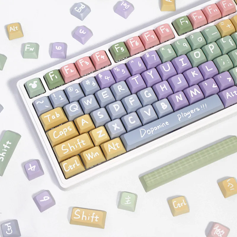 133key Dopamine Theme Keycap Five-sided Sublimation PBT Material XDA Height Keycap Suitable for Most Mechanical Keyboard Keycaps