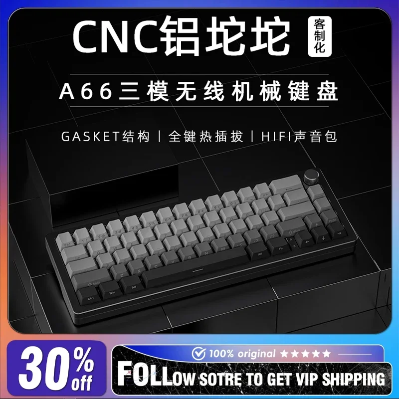 XINMENG A66 Mechanical Keyboard Wireless Three Mode Aluminium Alloy Gasket Hot Swap RGB E-sports Gaming Customized Keyboard Kit