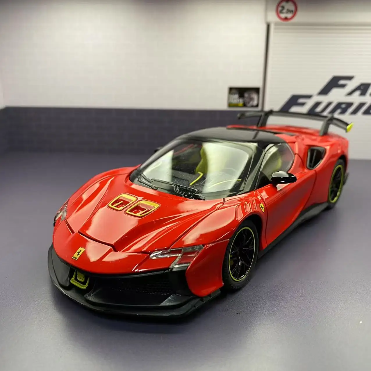 

1:24 SF90XX Sport Car High Simulation Diecast Metal Alloy Model Car Sound Light Pull Back Collection Kids Toy