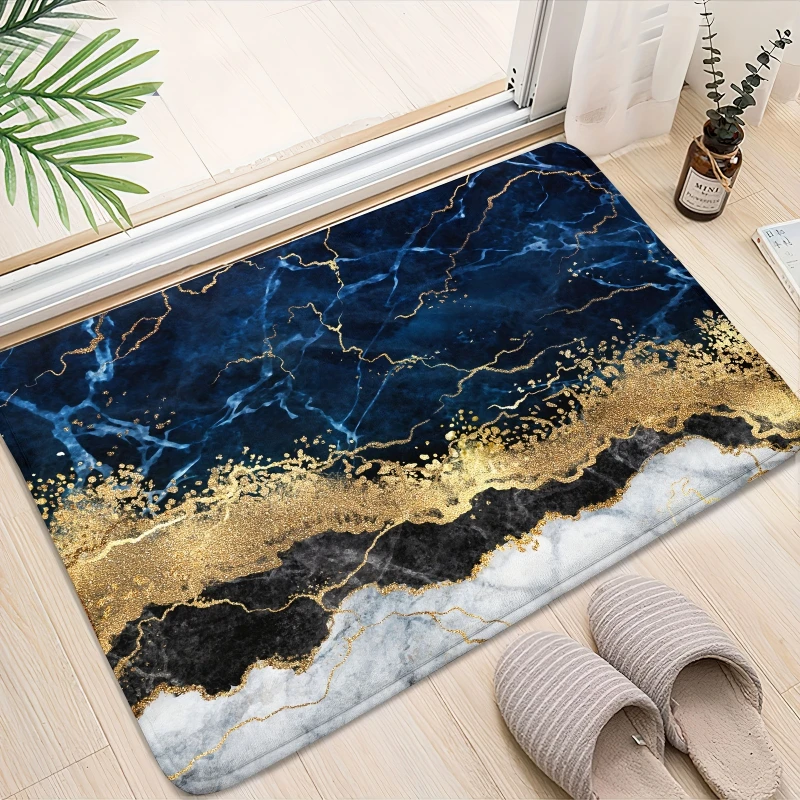 Non Slip Bathroom Mat Marbling Absorbent Bath Rug Contemporary Art Indoor and Outdoor Anti-skid Floor Pad Home Room Mats Decor