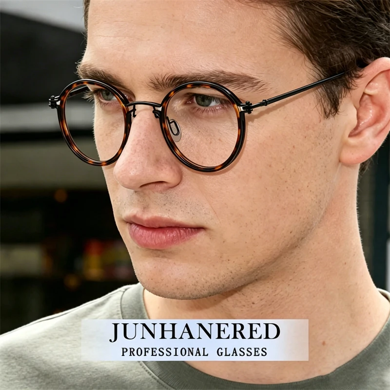 

Fashion Brand Design Vintage Classics Round Frame Man Custom Optical Eyeglass Personality Prescription Anti Blue Light Glasses