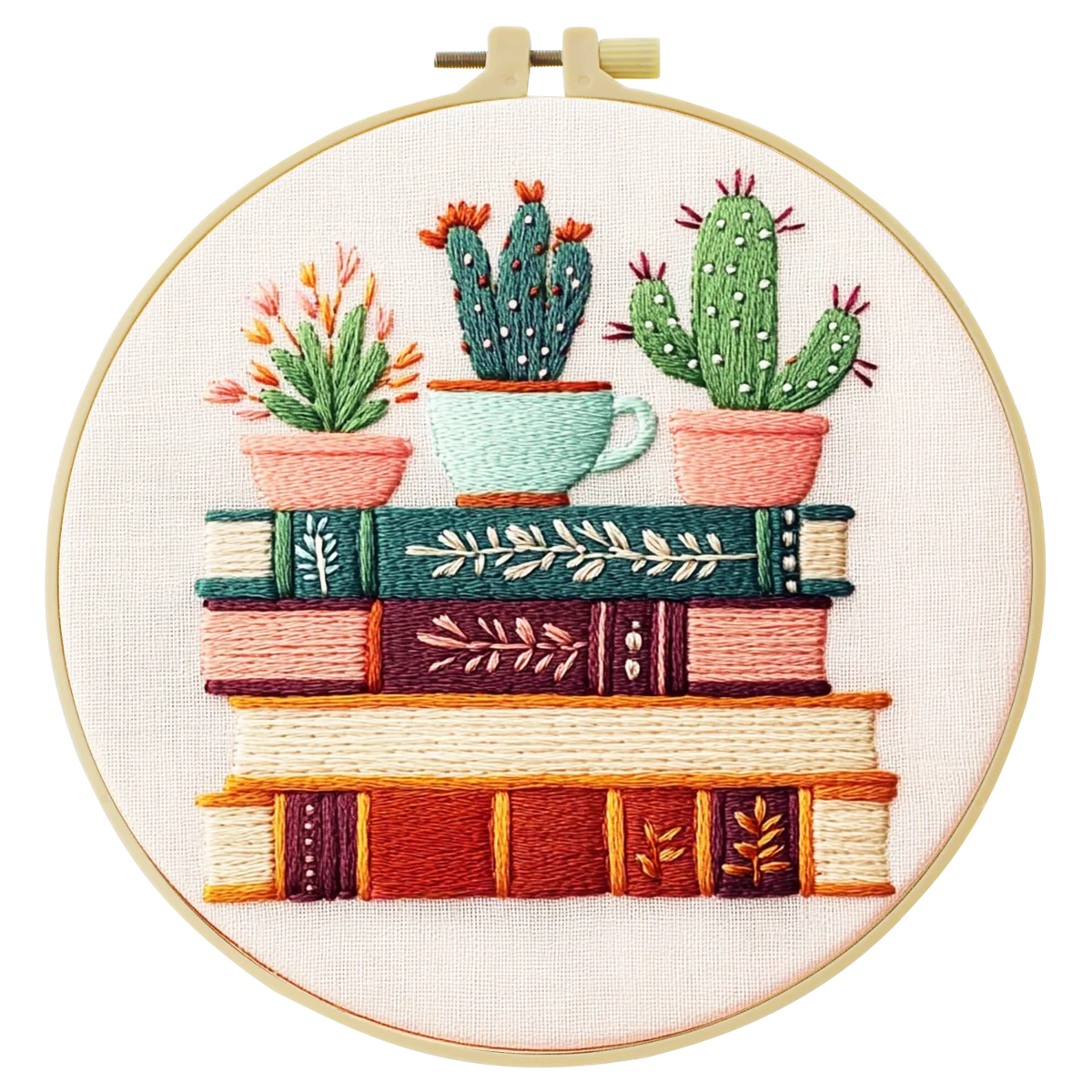1 Stück 20x20cm/15x15cm 7,87/6,3 Zoll Buch- und Topfpflanzentasche Stickerei Starter-Kit DIY-Set für Anfänger Nähkunst – Detail 2