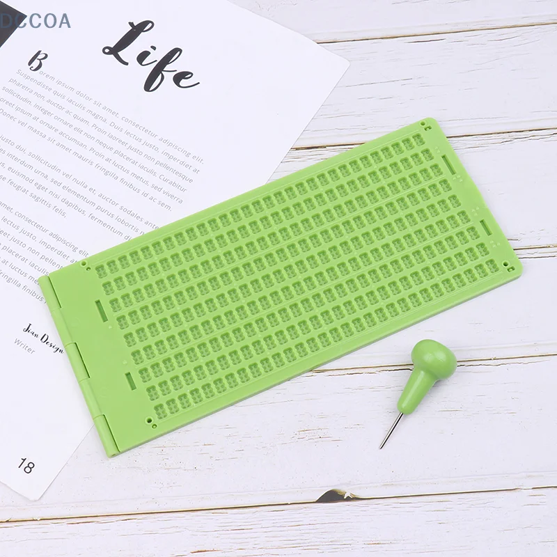 1Set 9 Lines 30 Cells Practical School Plastic Braille Portable Writing Slate With Stylus