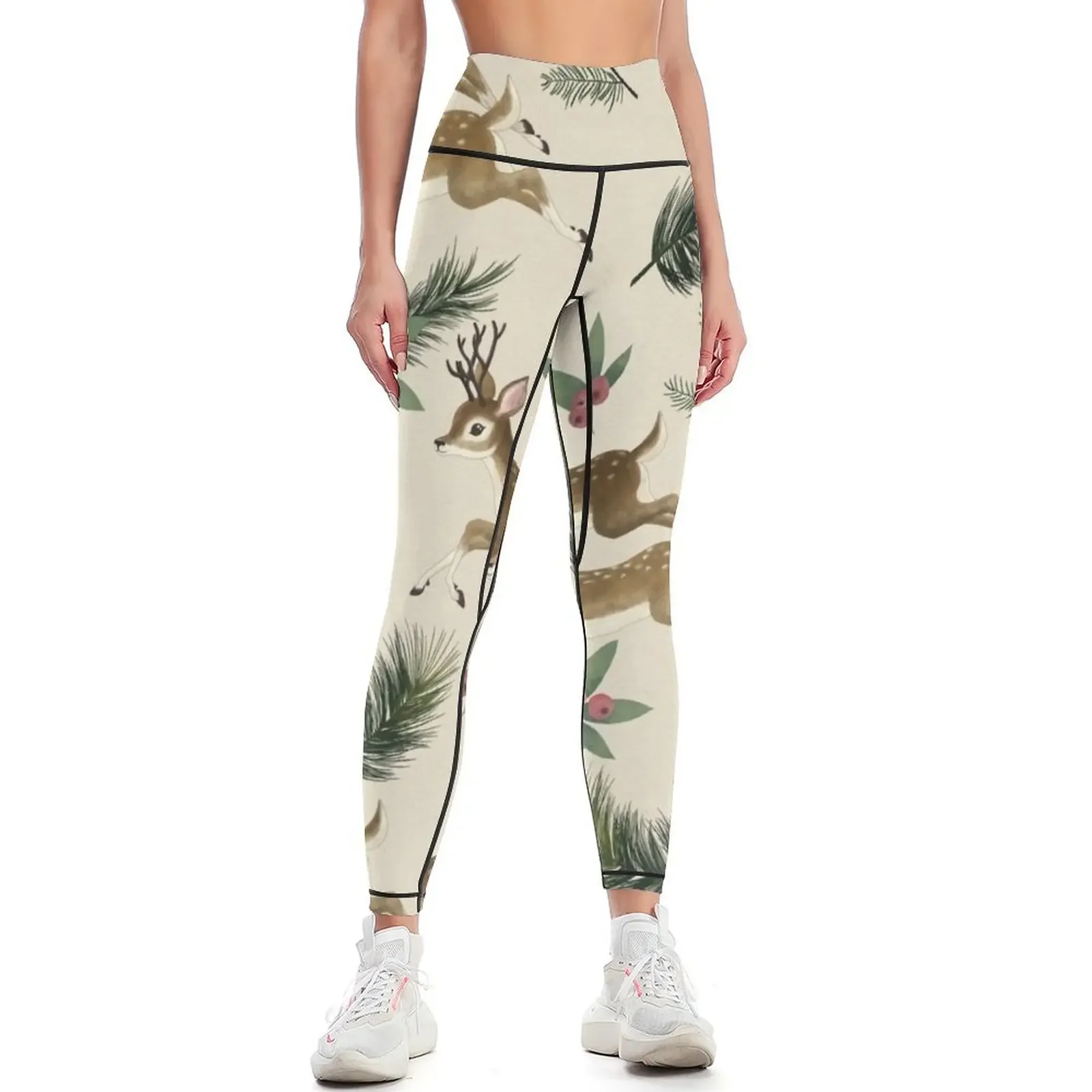 

winter deer // repeat pattern Leggings high waist Legging sport Womens Leggings