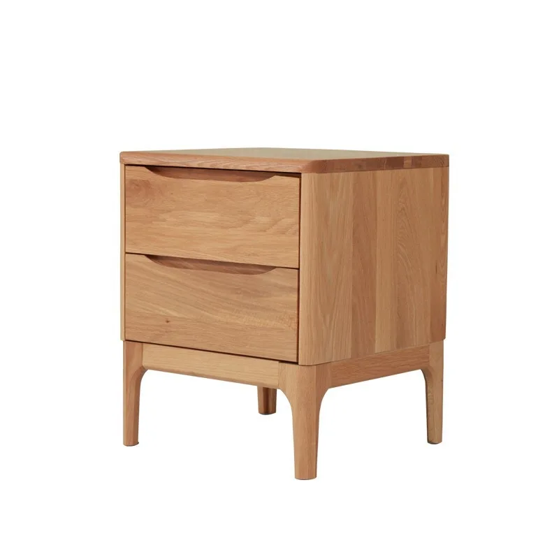 Solid Wood Bedside Cabinet, Natural Wood Storage Cabinet, Minimalist White Oak, European Style, Manufacturer's Direct Supply