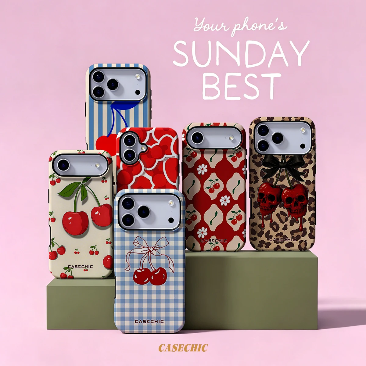 Cherry on Gingham Case for Samsung Galaxy S26 S25 S24 S23 Ultra Drop Resistant Glossy Dual-Layer Cover CaseChic