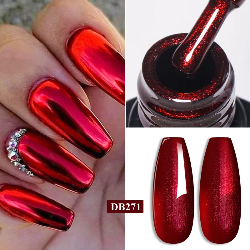 Mtssii Metal Gel Nail Polish Red Rose Mirror Enamel Gel Uv Led Semi Permanent Glitter Varnish Professional Art for Manicure