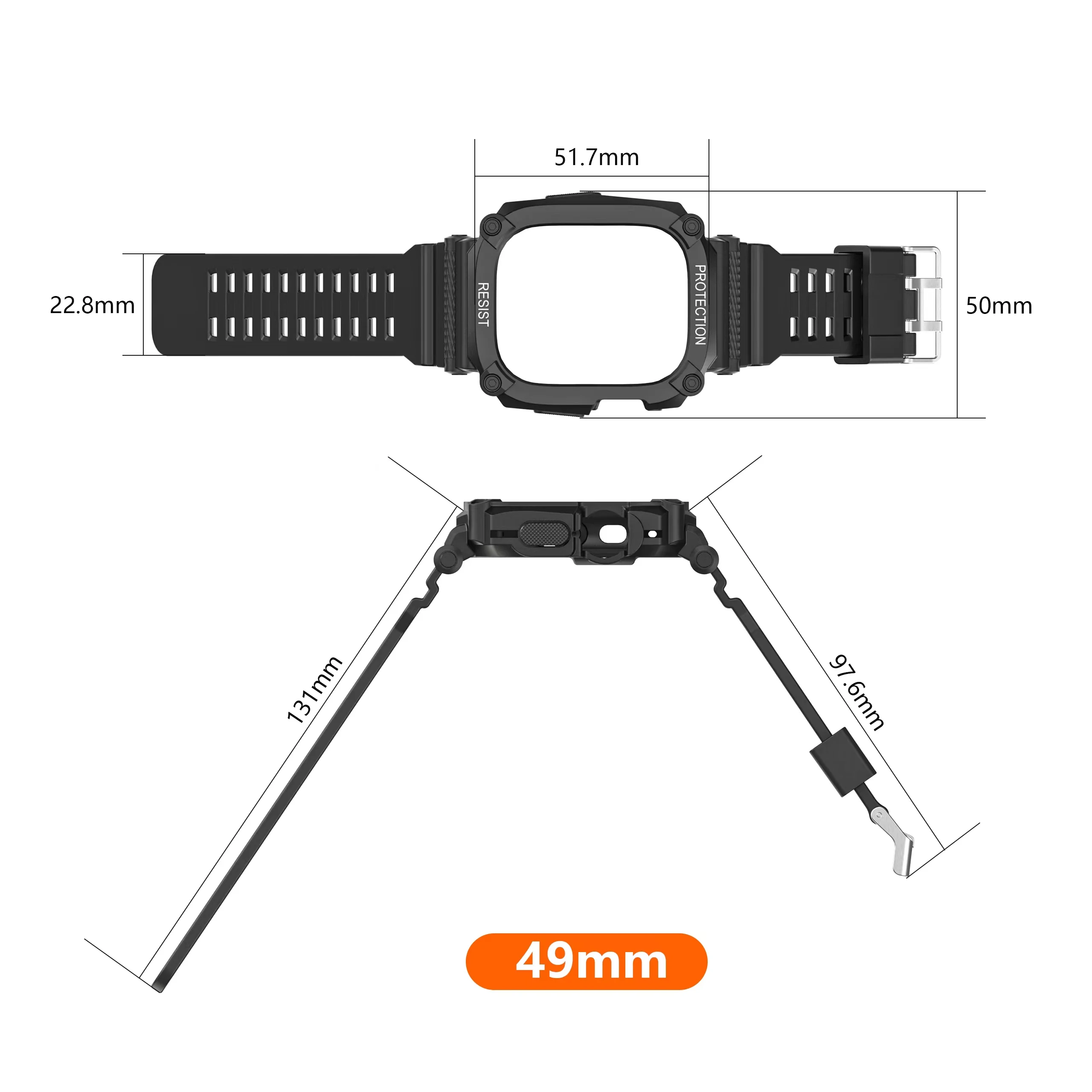 Kompatybilny z Apple Watch Band 49mm z obudową zderzaka, wytrzymałe męskie opaski do serii iWatch Ultra Sport wojskowe etui ochronne