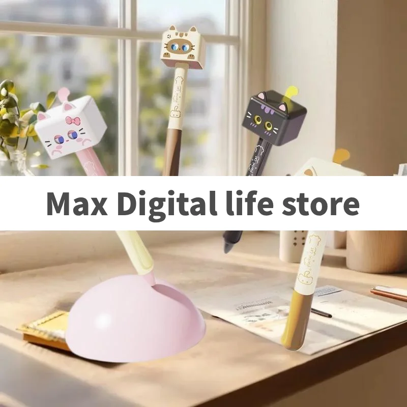 ปากกาเจลลายแมวน่ารัก 1/4 ชิ้น ขนาด 0.5 มม. หมึกดำ เขียนลื่น ปากกาลูกลื่น บรรเทาความเครียด แห้งเร็ว ปากกาแบบกลาง สำหรับโรงเรียนและสำนักงาน