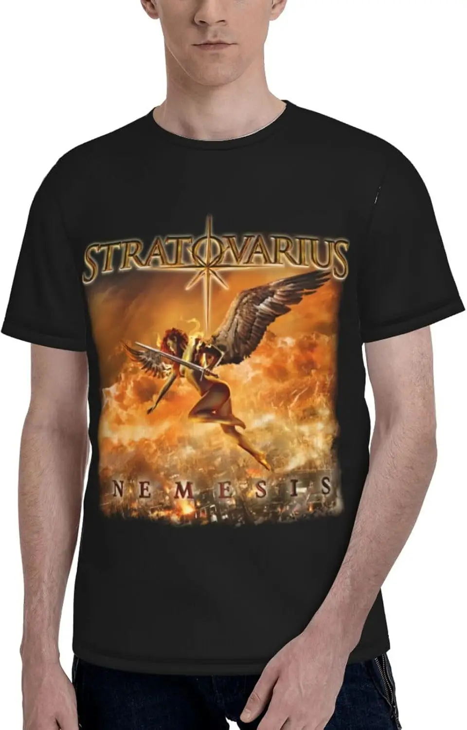 Stratovarius T-Shirt Men's Short Sleeve Casual Popularity Polyester Crewneck Tees Graphic T-Shirts