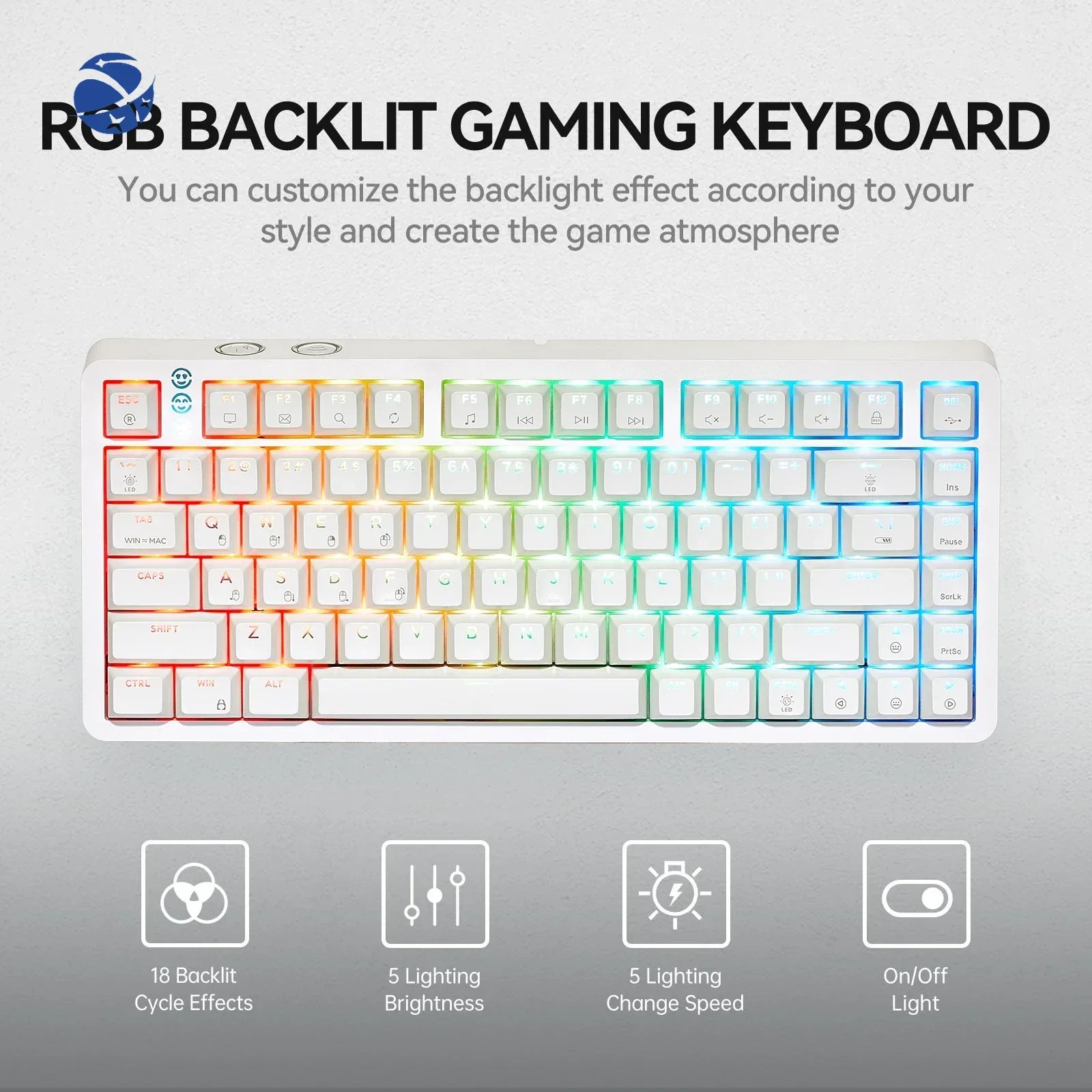 2024 New Fashion Wireless Gaming RGB Keyboard RGB Backlit Custom 82 keys Optical Mini Mechanical Keyboard For Desktop