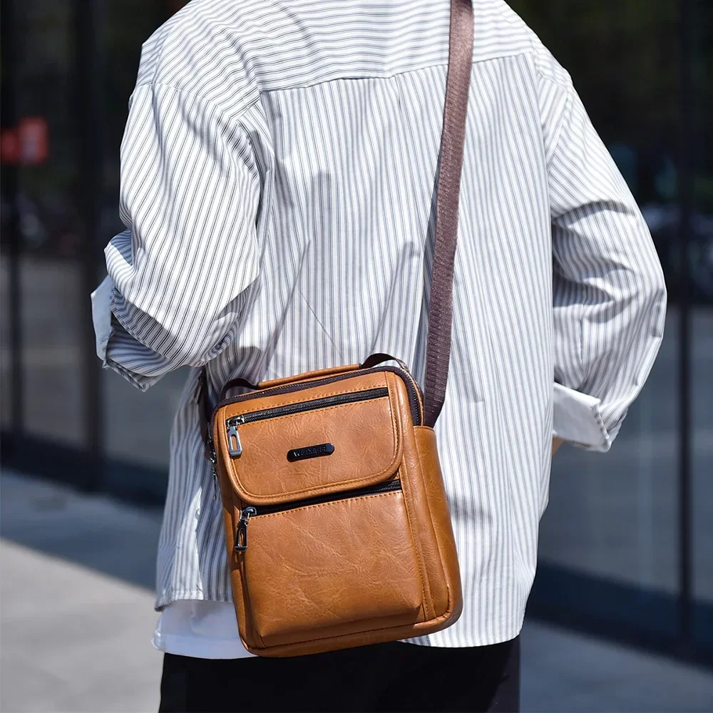 Business Cross body Shoulder Messenger Bag Handbag for Men Vintage Birefcase Retro Male PU Leather Tote Croosbody Top Handle Bag