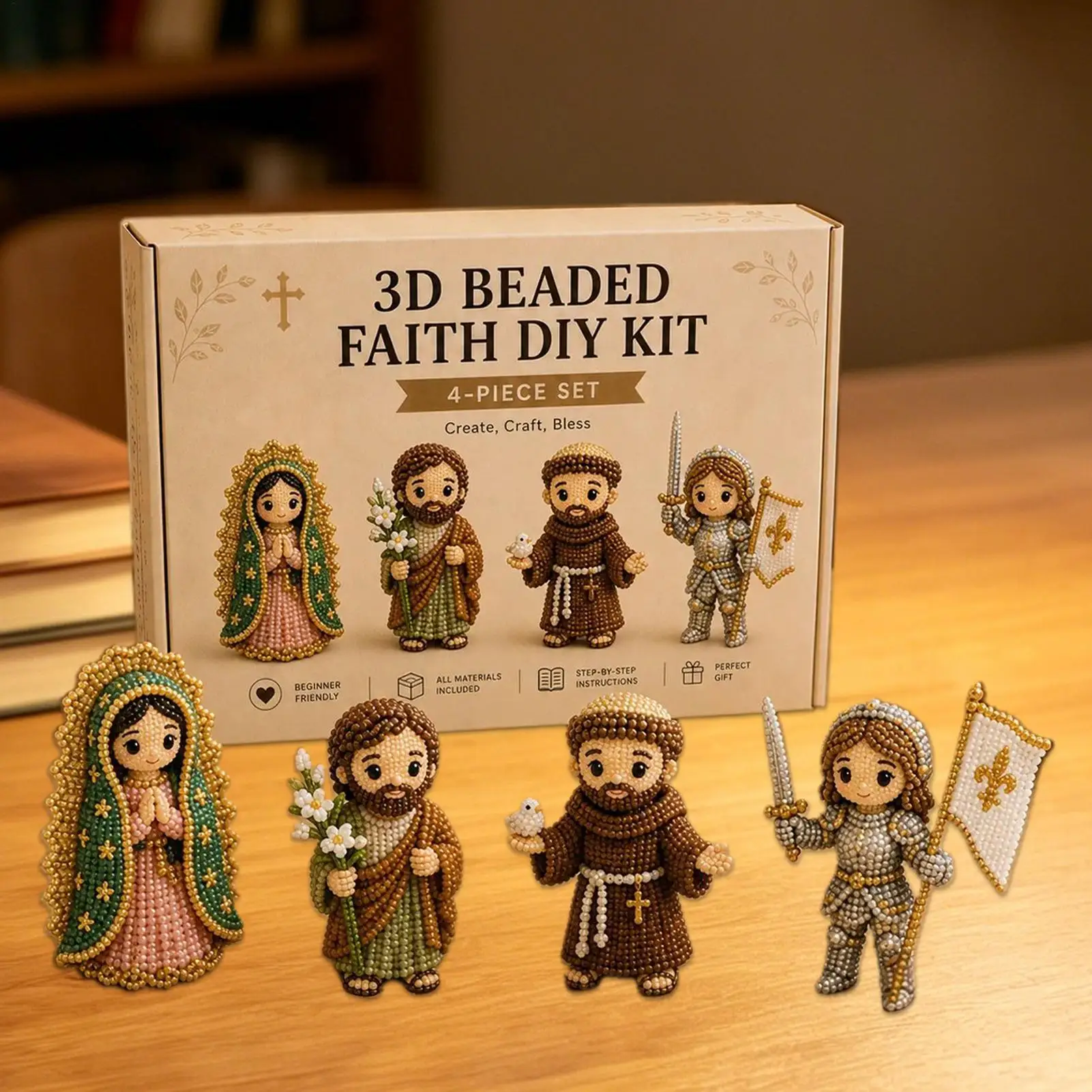 

Christian Beading Kit 3D Mini Faith And Angel Religious Crafts Adults Bead Embroidery Kits For Party Hobby Activity Jewelry