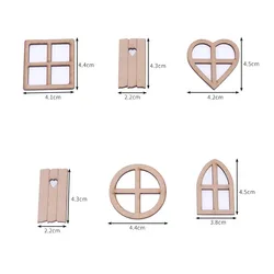 2Sets Dollhouse 6 Cute Hollow Wooden Windows Christmas Courtyard Decoration Accessories Miniature Christmas Scene Shooting Props