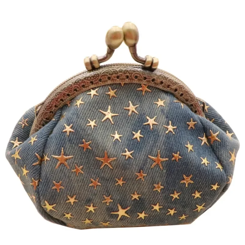 Denim Kleidung Münze Brieftasche fünfzackigen Stern kreative kleine Brieftasche Schlüssel Karte Tasche Retro handgemachte Damen halten kleine Tasche – Detail 5