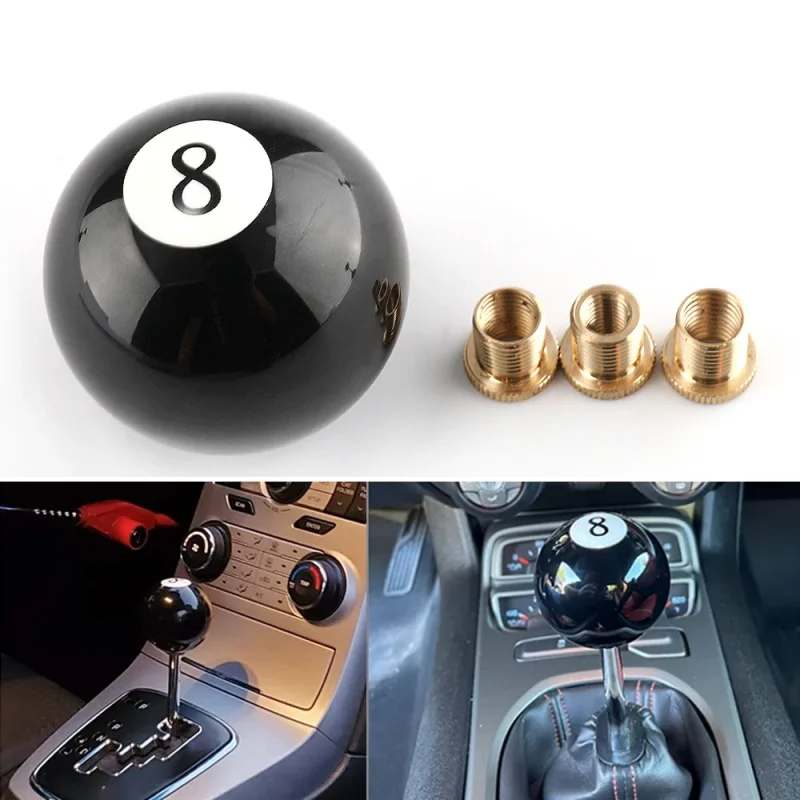 Perilla de palanca de cambios negra de 8 bolas/perilla de palanca de cambios corta para coche Universal acrílico NEGRO 8 bolas para