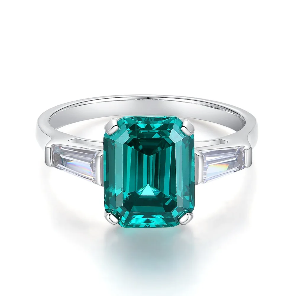 

S925 Silver Ring, Emerald Cut Zircon Stone Inlaid with Personalized Fashion Versatile Ring, Boutique Jewelry for Women