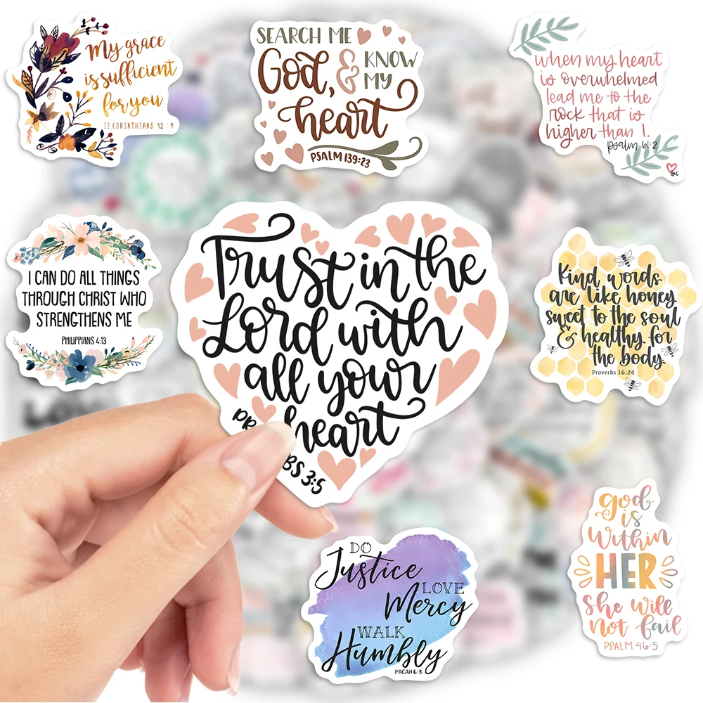 Inspirational Bible Verses Stickers Scripture Gospel Gift Decal Clipart for Laptop Phone Scrapbook Luggage Decorate Waterproof