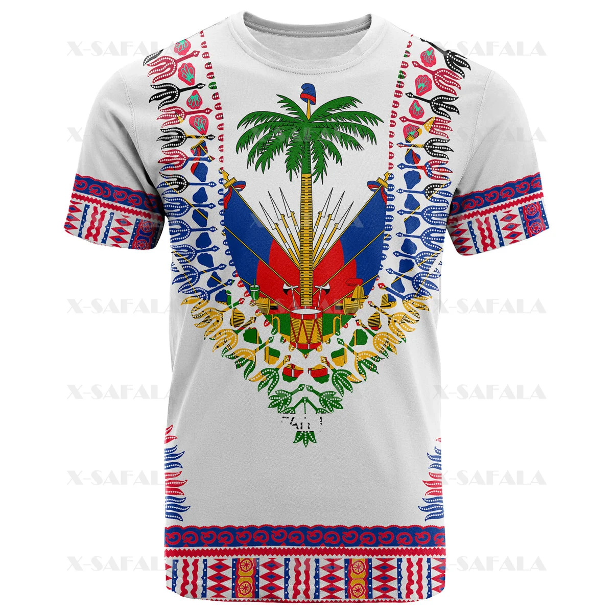 Haiti With Coat Of Arms Country Flag 3D Print Milk Fiber T-shirt Summer Round Neck Men Female Casual Short Sleeve Tee Top-2