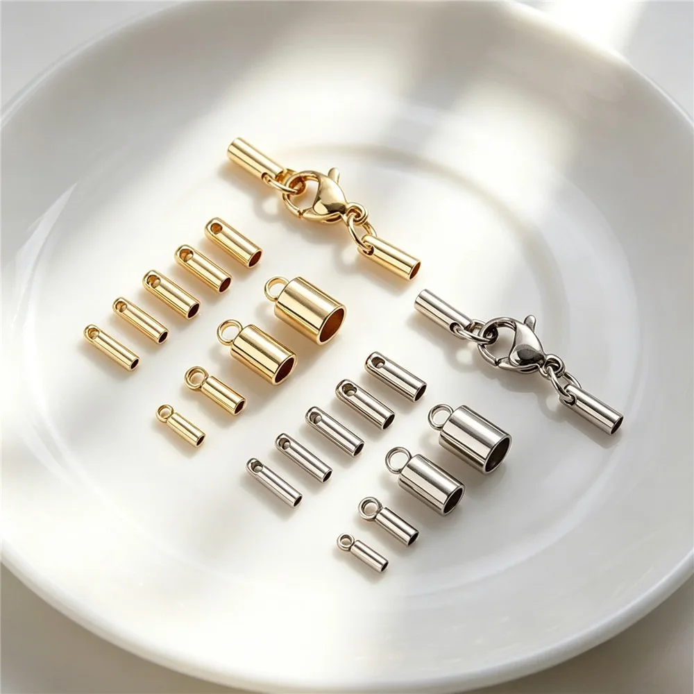 Non-Fading Titanium Steel Leather Cord Fringe End Caps Bell Shape Wire Terminator DIY Bracelet Necklace Findings