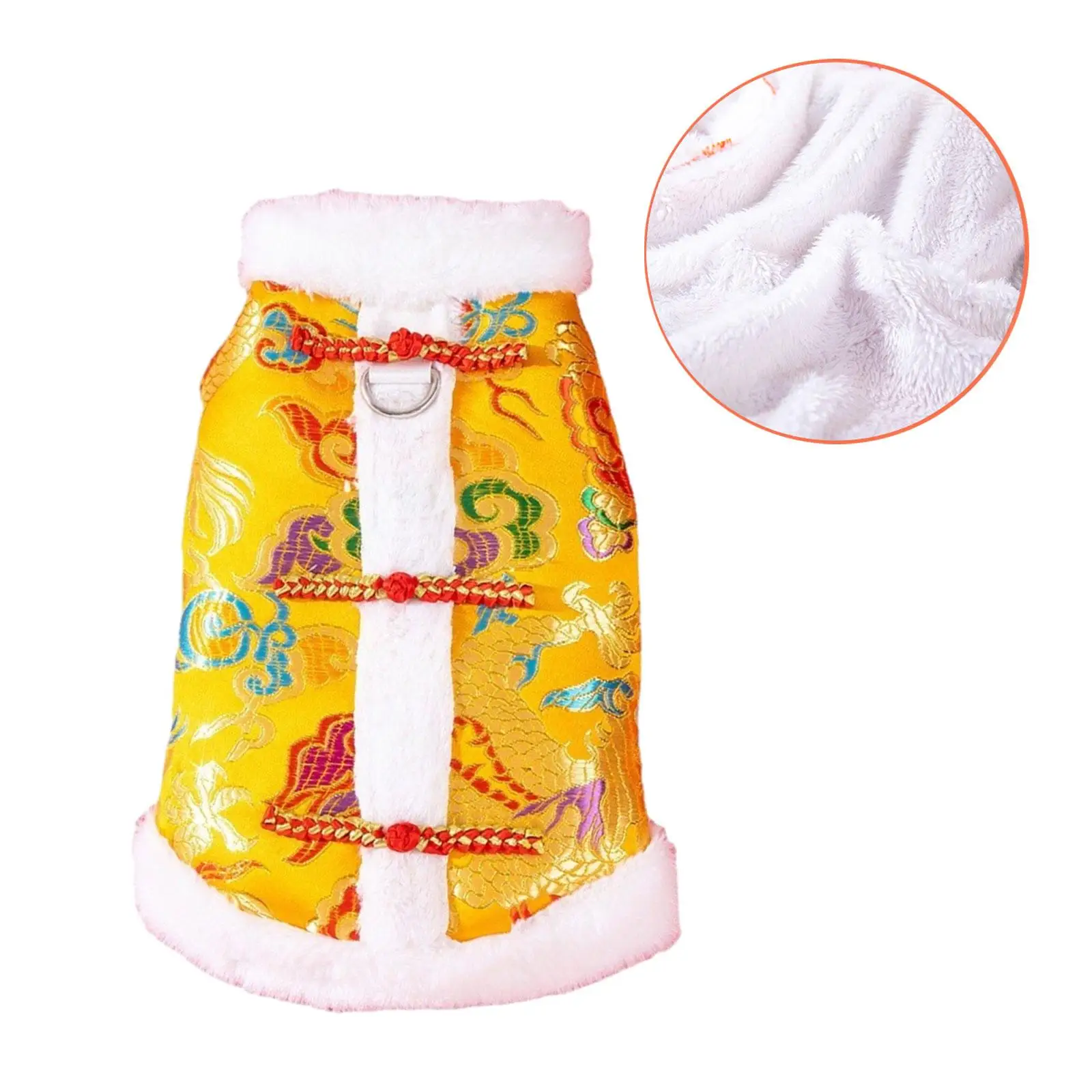 Dog Chinese New Year Costume Pets Knot Buttons Tang Suit New Year Dog Dragon Robe Costume Winter Pet Clothes for Small Dogs Cats