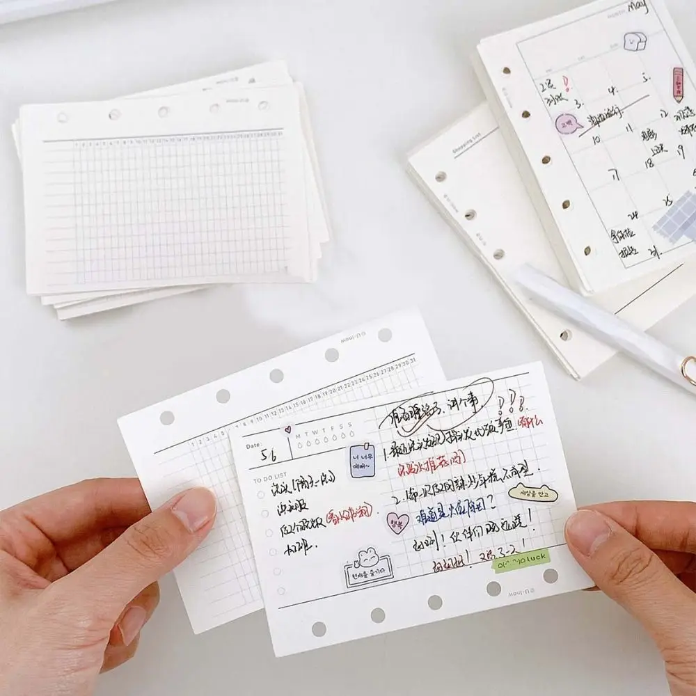 50 Vellen M5 A8 Losbladige Notebook Refill Papier 5-gat Lijn Raster Innerlijke Refill Bindmiddel Papier pagina's Lege Briefpapier