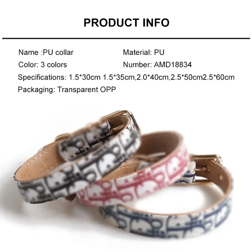 Fashion Printing PU Leather Cat Collar Adjustable Soft Leathers Collars Personalized Necklace For Small Medium Large Cats Dogs