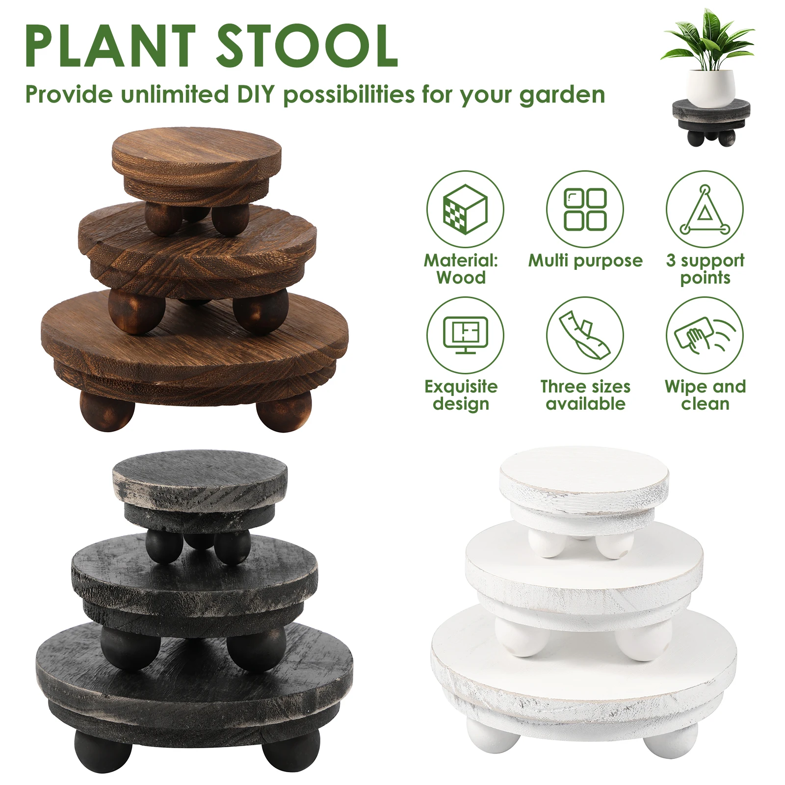 3Pcs Wooden Risers for Display Wood Pedestal Stand for Display Mini Riser Stand Round Wooden Riser Holder Rustic Farmhouse Rise