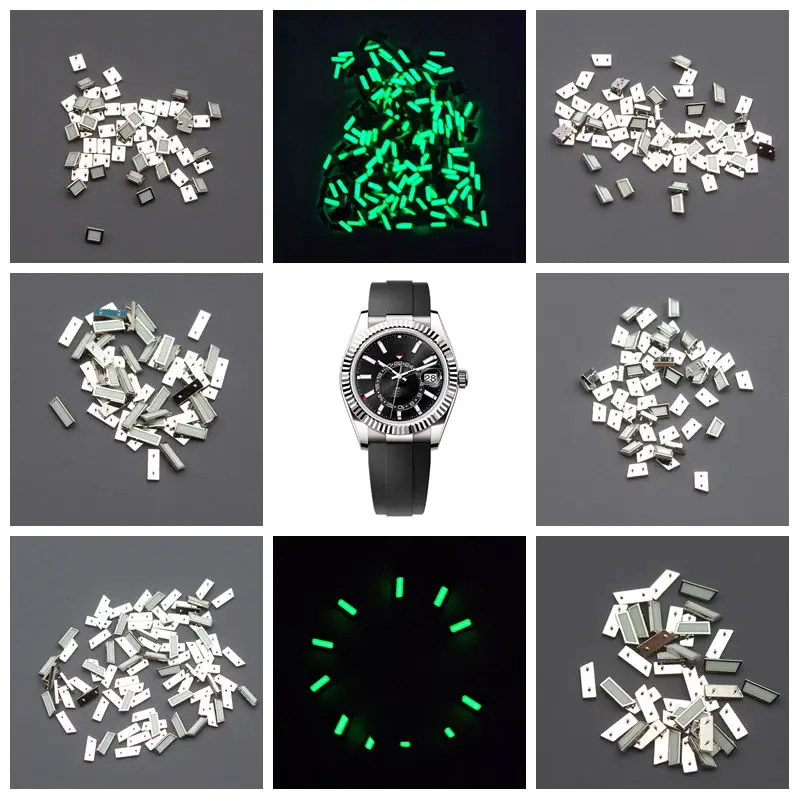 Watch Dial Blue Green Luminous Hour Indices Markers For M336934 M336938 SKY GMT Men's Watch Dial Accessories Replacemen