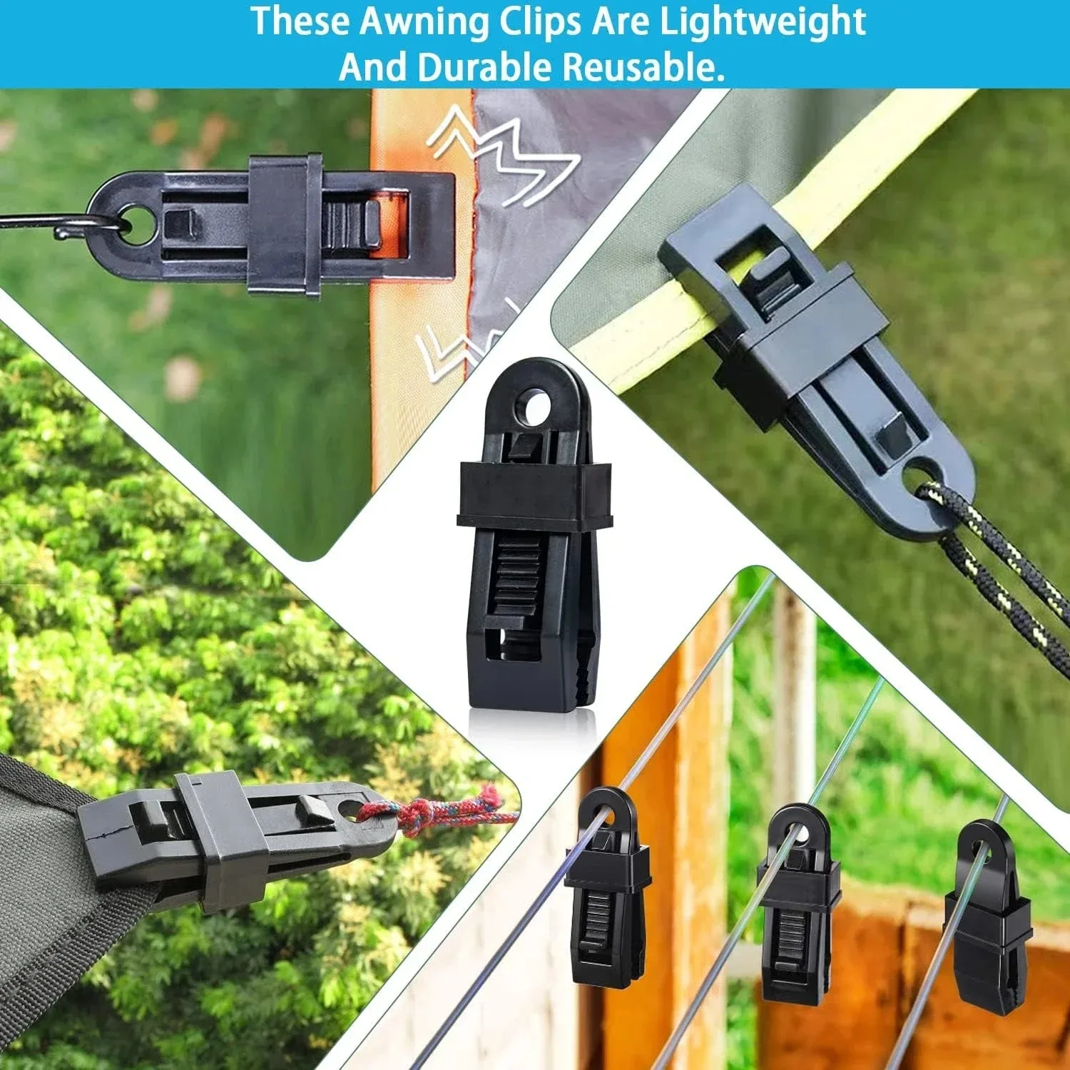 Multi Purpose Heavy Duty Plastic Tarp Clips, Tent Canopy Secure Fastener Hooks, Wind Resistant Tarpaulin Clamps for Camping Pool view 3