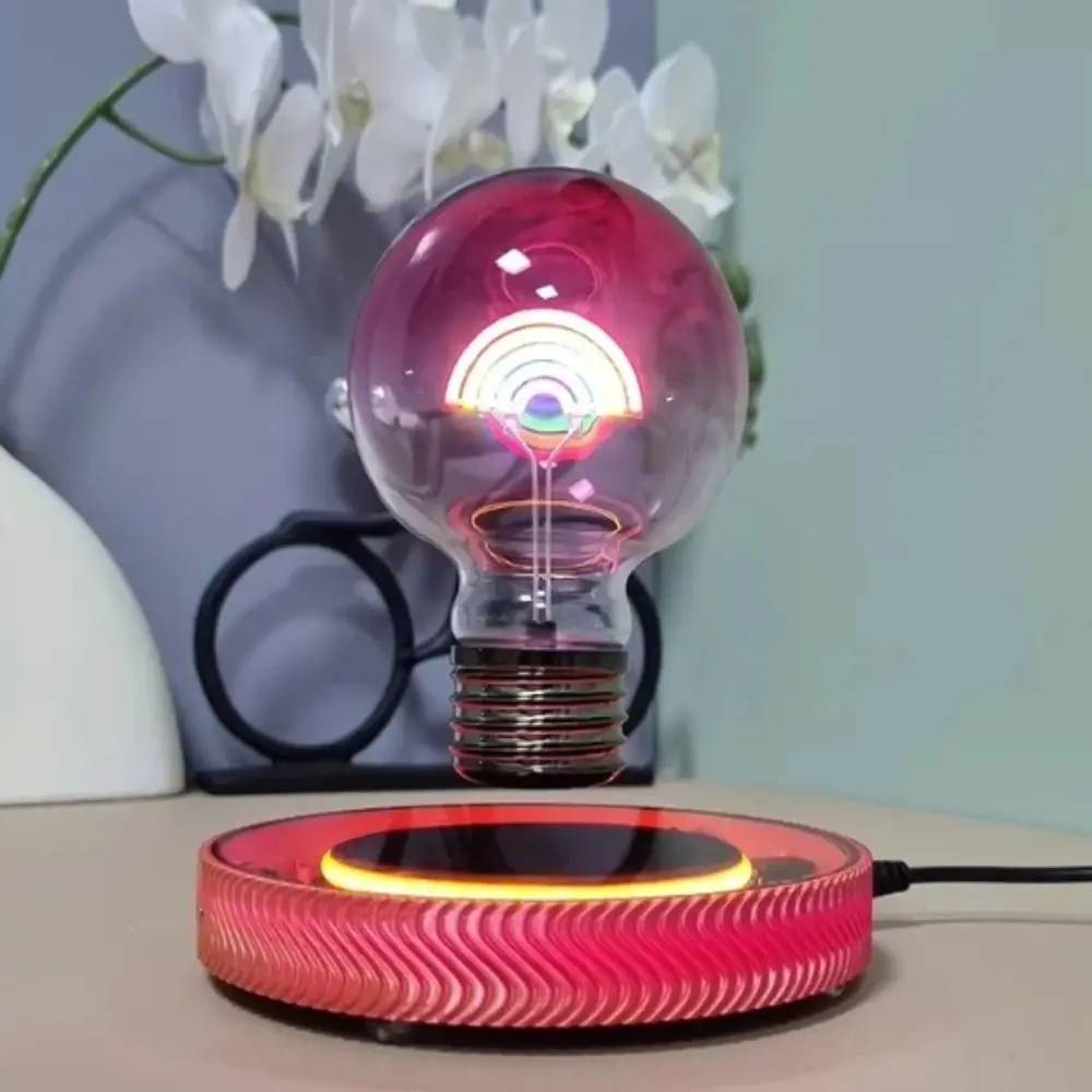 

Black Technology Magnetic Levitation Rainbow Light Bulb Glowing Design Romantic Atmosphere Maglev Rainbow LED Night Light