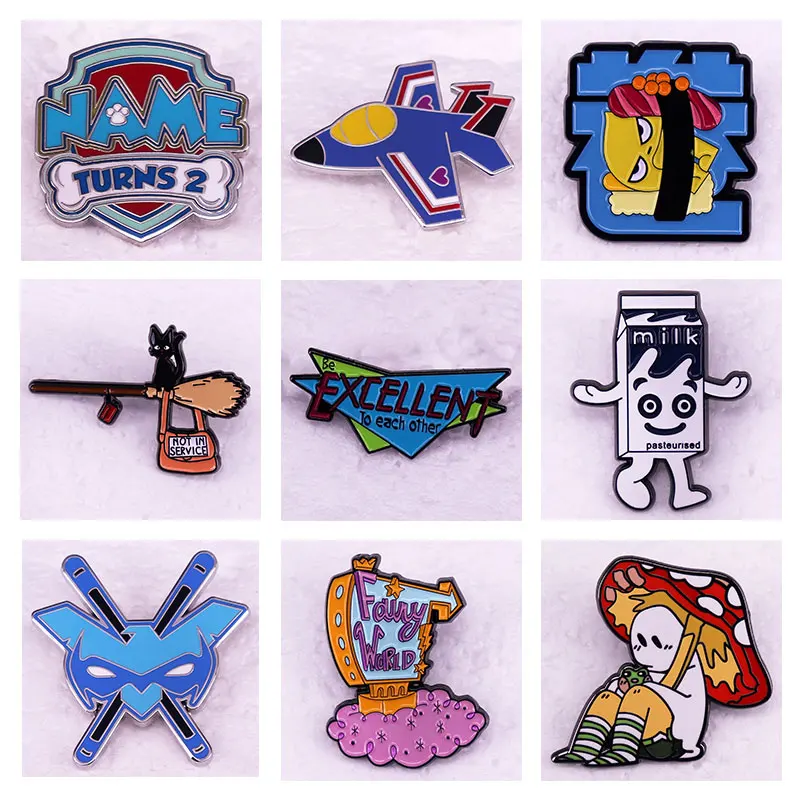 Broche de Pin de esmalte de Metal de animación para niños, insignia de solapa de dibujos animados, Sudadera con capucha, mochila, sombrero, accesorios decorativos, regalo para fanáticos