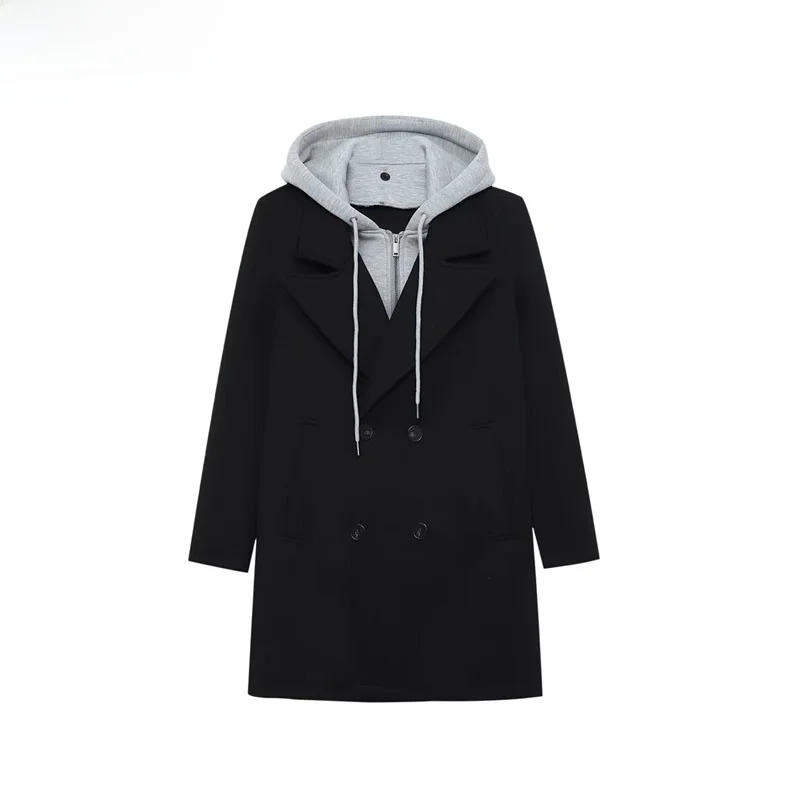 

Autumn New Arrival Women's Coat 2025 Sle Detachable Hood Patchwork Outerwear Street Faion Polyester Fiber 00%