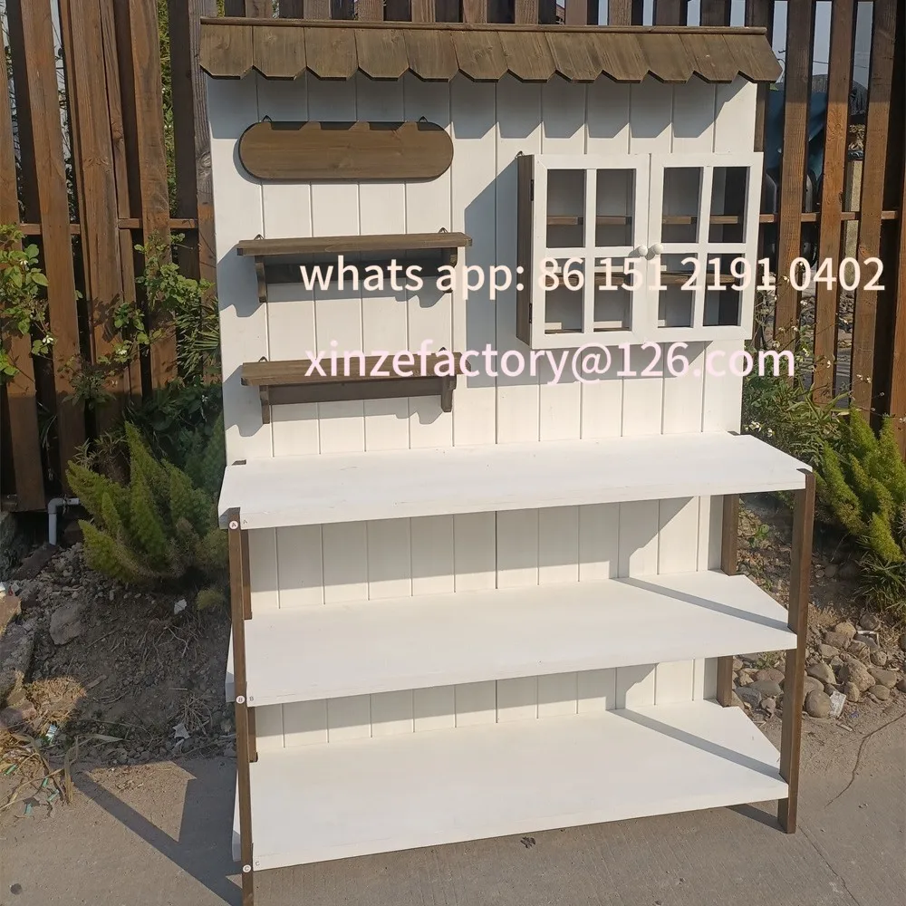 Customizable Outdoor Vintage Solid Wood Gardening Workbench Table