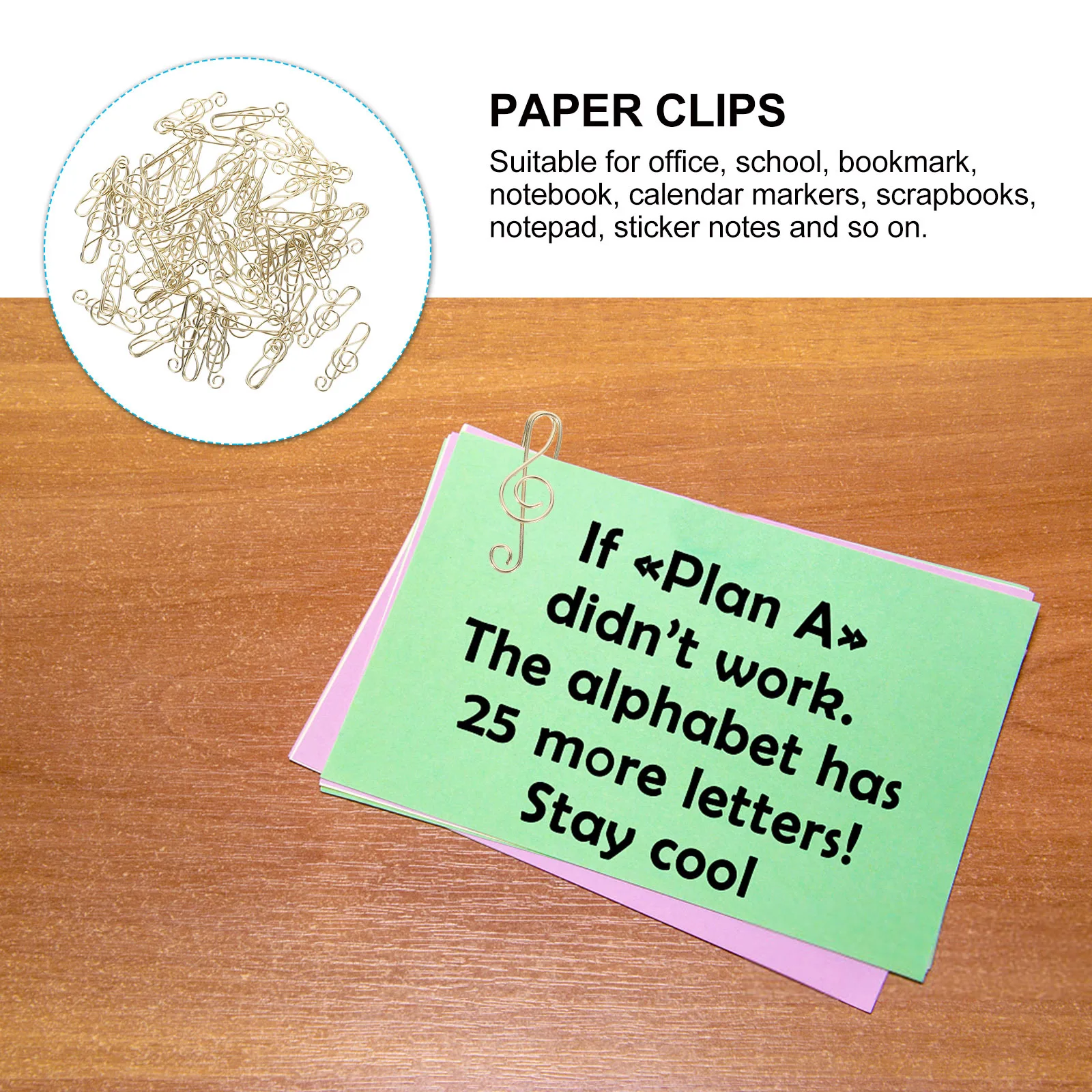 50Pcs Musical Note Paper Clips Heavy Duty Metal Bookmarks for Files Documents Scrapbooks Calendars Office Organization Tools